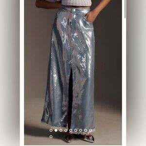 Pilcro Sequin Denim Maxi Skirt